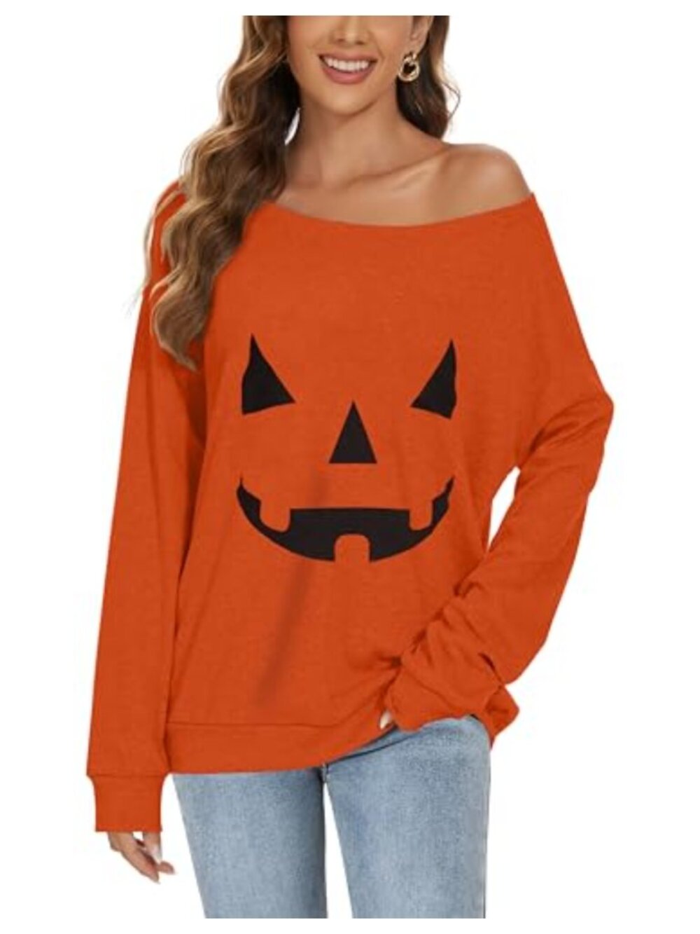 Womens Off Shoulder Sweatshirt Long Sleeve Oversized Tunic Pullover